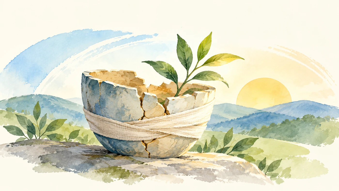איור סמלי בצבעי מים להרצאה על פגיעות עצמיות