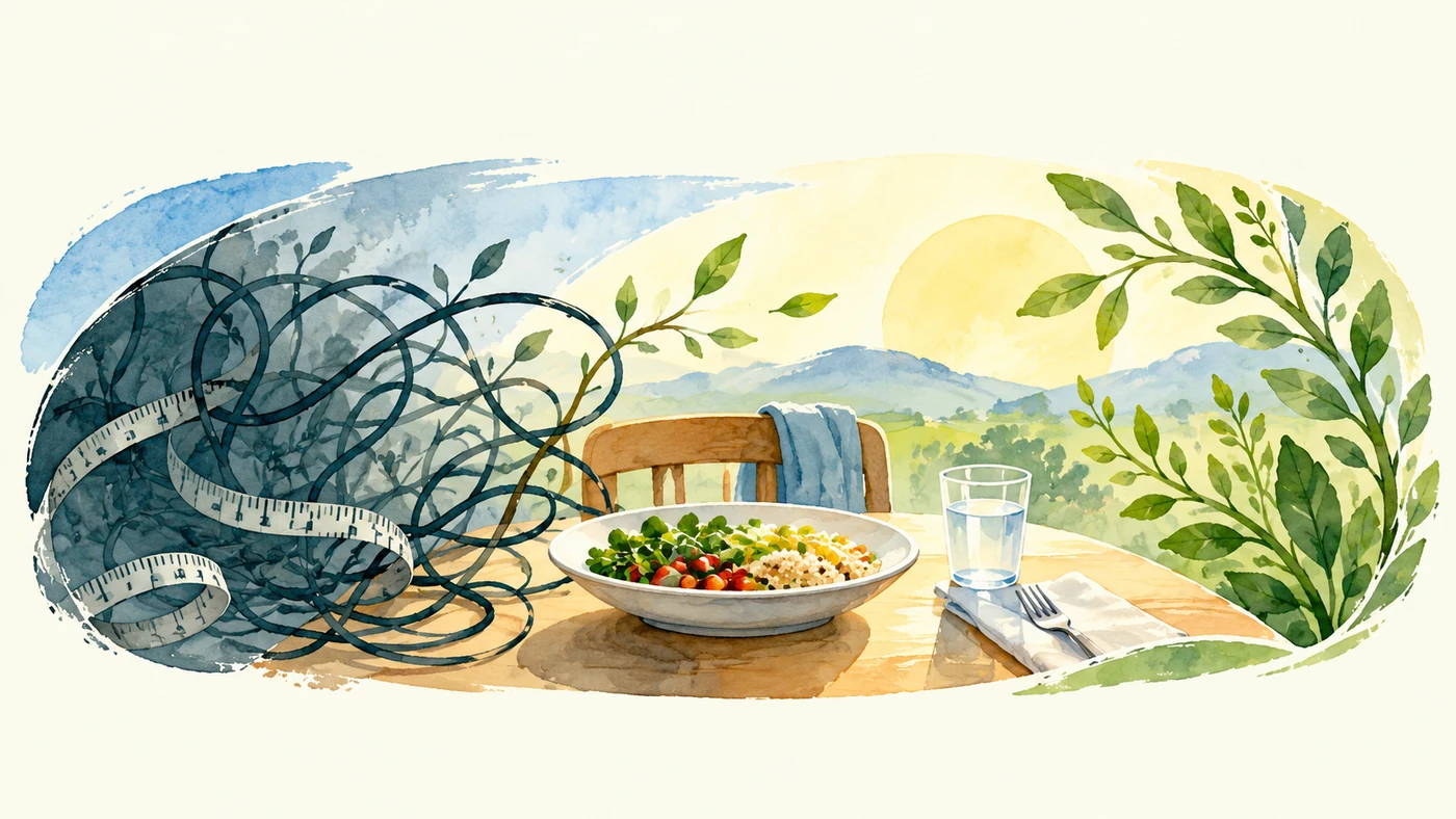 איור סמלי בצבעי מים להרצאה על הפרעות אכילה